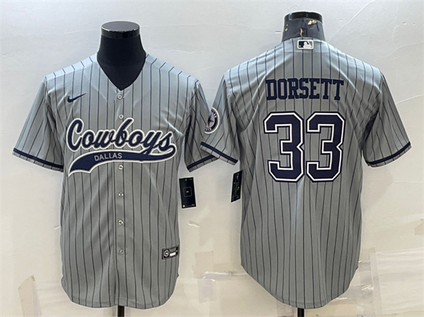 Men's Dallas Cowboys #33 Tony Dorsett Gray With Patch Cool Base Stitched Baseball Jersey